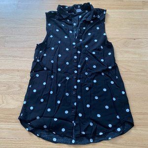 H&M Black Polka Dot Button Down Shirt